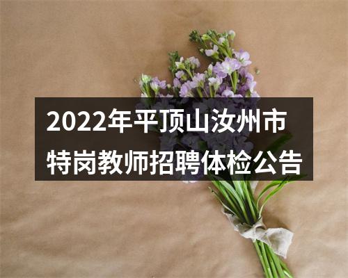2022年平顶山汝州市特岗教师招聘体检公告 图片